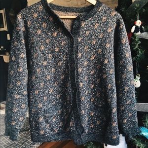 Sweetheart Patterned Cardigan w/ antique buttons